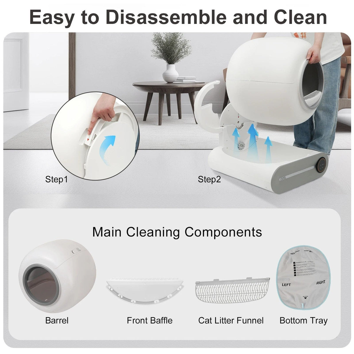 How to take apart and clean the DOEL litter box