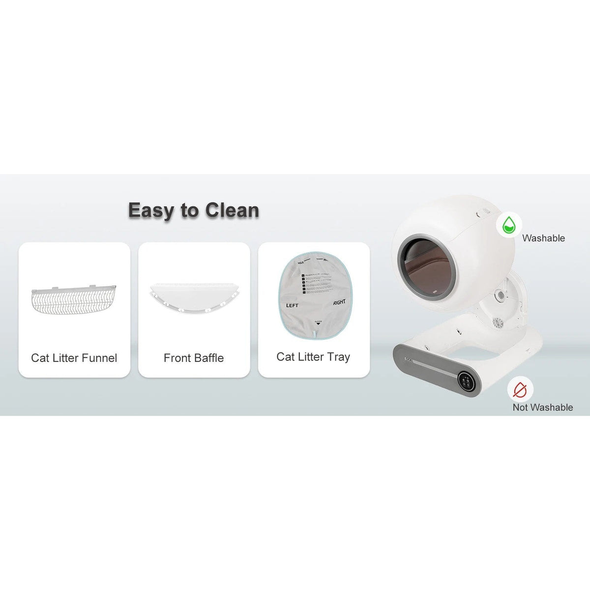 Washable parts of the DOEL litter box
