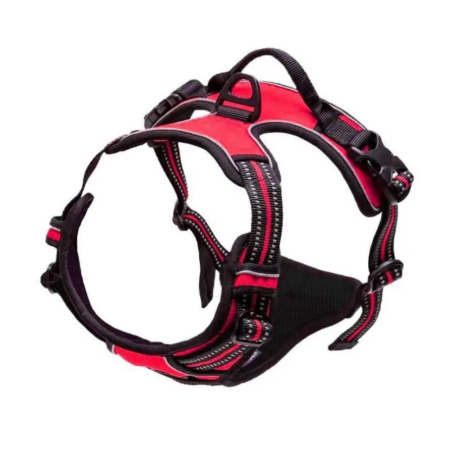 Padded reflective dog harness in Red