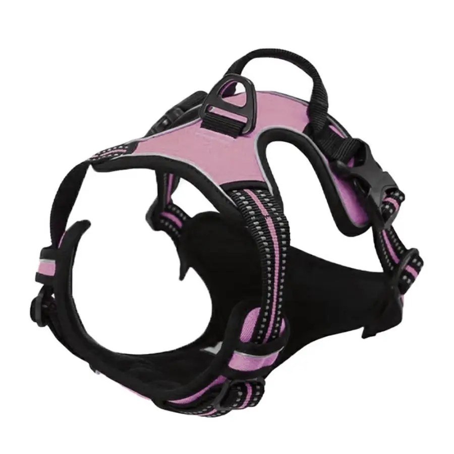 Padded reflective dog harness in Pink
